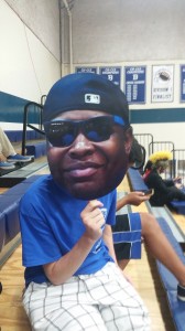 Team 254 member showing his pride with a life-sized EJ face
