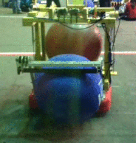 Ball oscillating in the intake, allowing us to hold 1 inside the robot and another slightly off of the ground without interfering with the ability to shoot the first one.