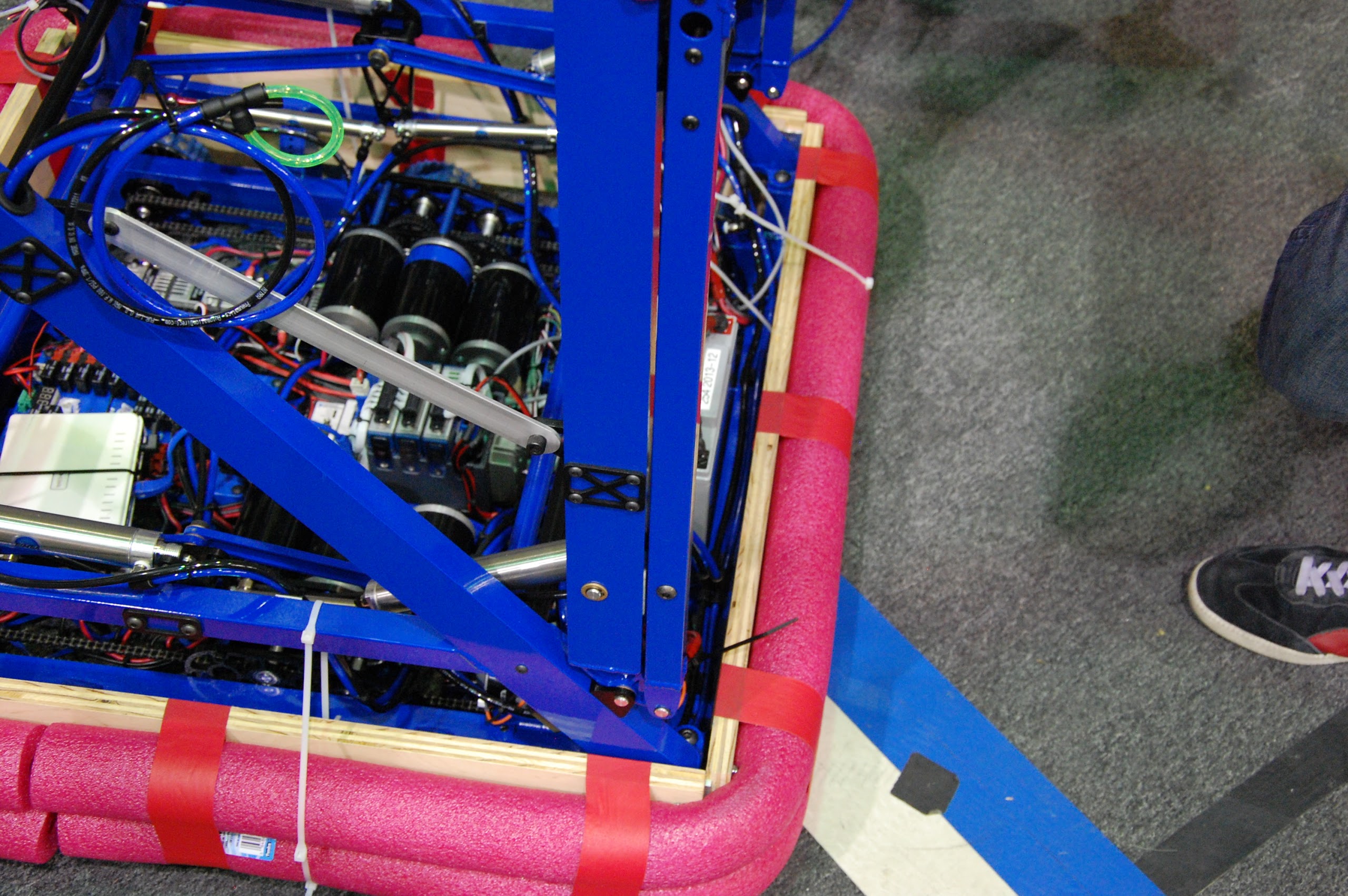 Zip ties attach bumpers to robot