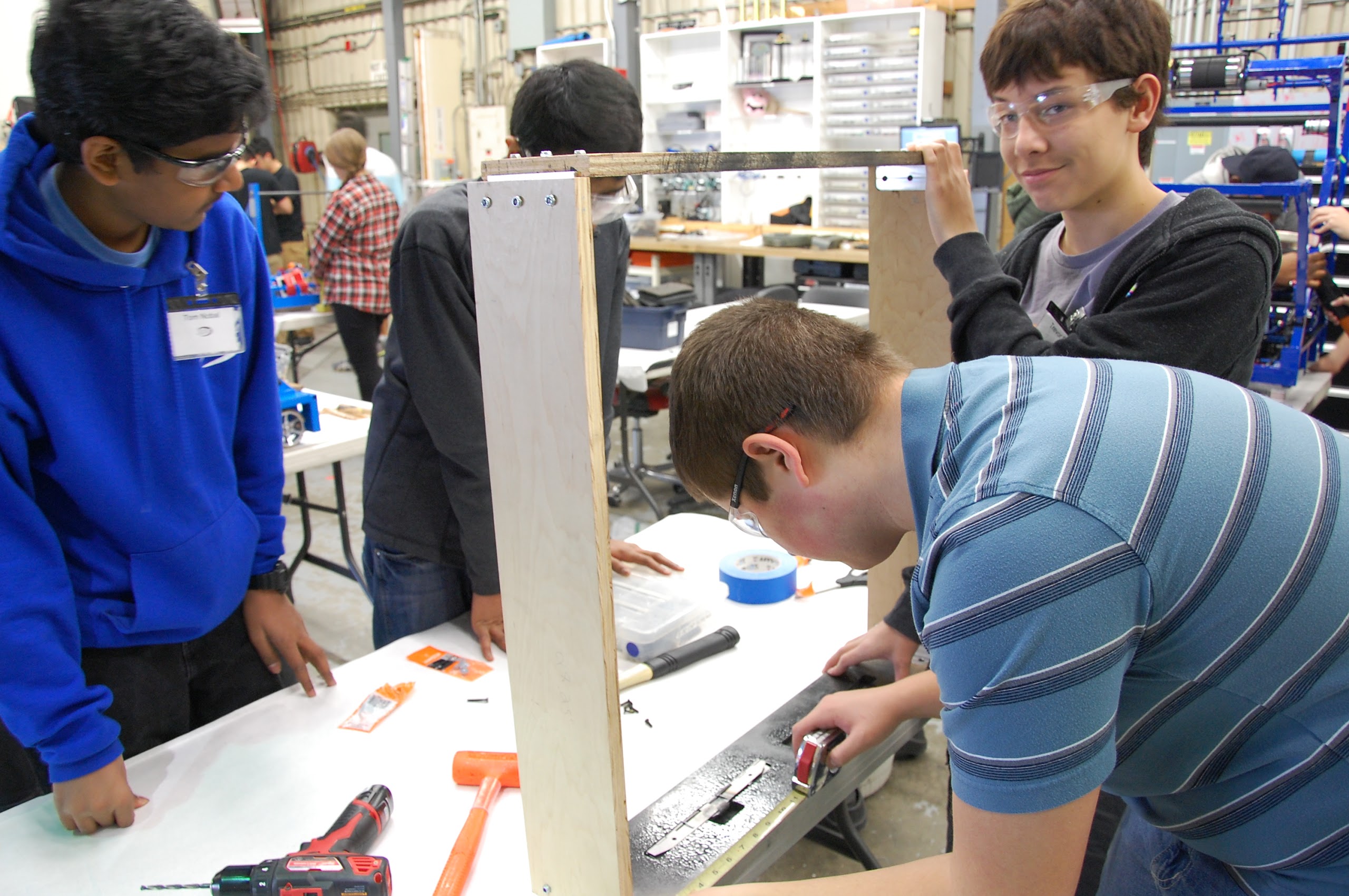 Red bumper frame in construction