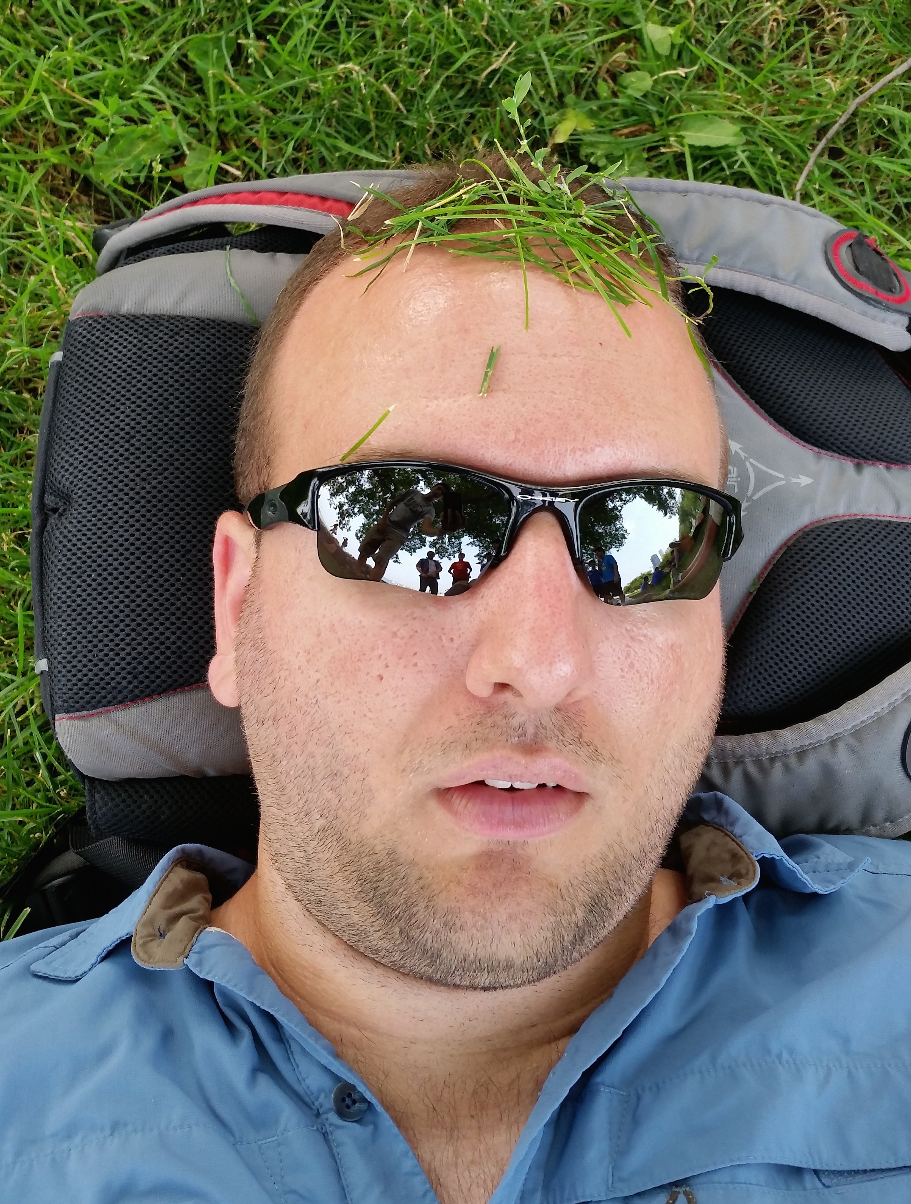 Cory needed a much needed nap in Chicago, but things got a bit grassy!